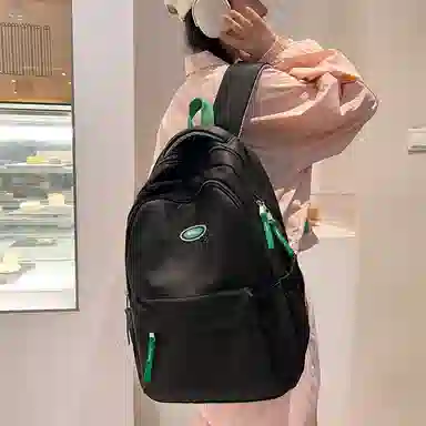 行途 大学生百搭日系高中生韩版中学生少年感 女款 尼龙 双肩包 黑色/蓝色/白色/紫色