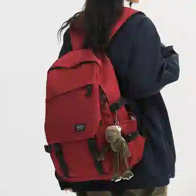 行途 潮牌时尚大学生日系旅行背包韩版百搭初高中生书包 尼龙 双肩包 常规 男女同款情侣款 黑色/白色/红色/灰色