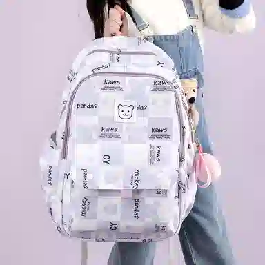 行途 书包初中生卡通印花大容量背包高中生大学生 双肩包 女款 尼龙布 多色