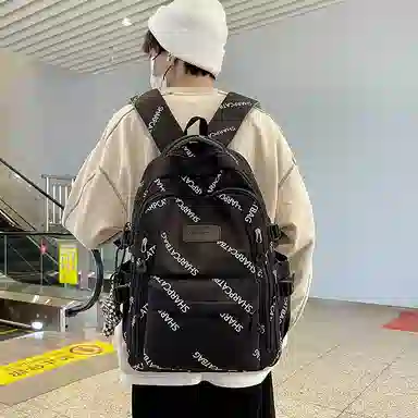 行途 简约旅行轻便休闲百搭 尼龙 双肩包 男女同款情侣款 黑色/白色/蓝色/卡其色