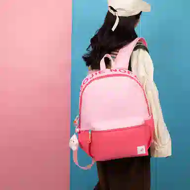 行途 轻便大容量简约初高中学生拉链开合 尼龙 书包背包双肩包 常规 男女同款情侣款 蓝配黄、粉色、红色、粉配蓝