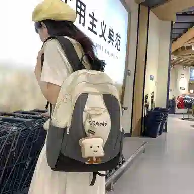 行途 高级感轻便颜值撞色 尼龙 双肩包 常规 女款 灰色/蓝色/粉色/蓝黄色