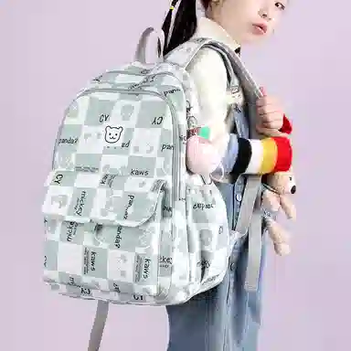 行途 书包初中生卡通印花大容量背包高中生大学生 双肩包 女款 尼龙布 多色