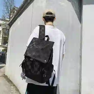 行途 休闲大容量多功能 尼龙 双肩包 常规 男女同款情侣款 黑色/白色