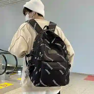 行途 简约旅行轻便休闲百搭 尼龙 双肩包 男女同款情侣款 黑色/白色/蓝色/卡其色