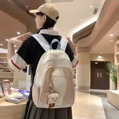 行途 高级感轻便颜值撞色 尼龙 双肩包 常规 女款 灰色/蓝色/粉色/蓝黄色