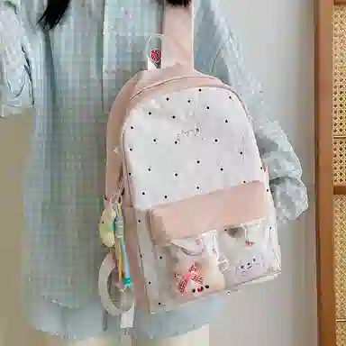 行途 高颜值可爱日系痛包学院透明 尼龙 双肩包 女款 多色