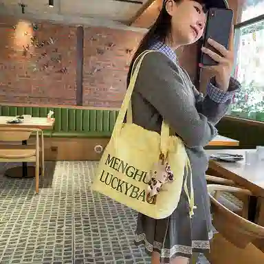 行途 休闲简约日常通勤时尚百搭 棉 单肩包 男女同款情侣款 黑色/白色/红色/黄色/卡其色/蓝色