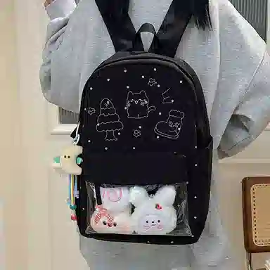 行途 高颜值可爱日系痛包学院透明 尼龙 双肩包 女款 多色