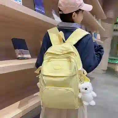 行途 小清新大容量百搭休闲 尼龙 双肩包 男女同款情侣款 黑色/白色/黄色/紫色/蓝色