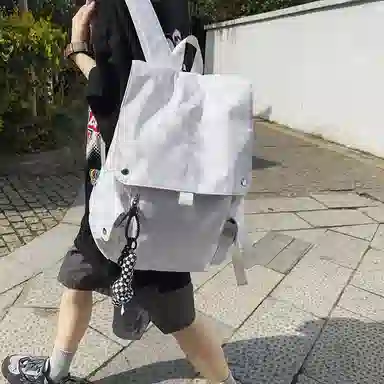 行途 休闲大容量多功能 尼龙 双肩包 常规 男女同款情侣款 黑色/白色