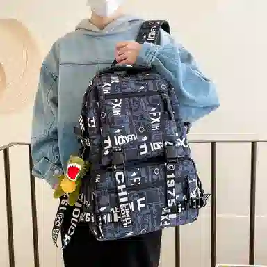 行途 百搭轻便休闲简约大容量 尼龙 双肩包 男女同款情侣款 黑色/深蓝色/宝蓝色/绿色