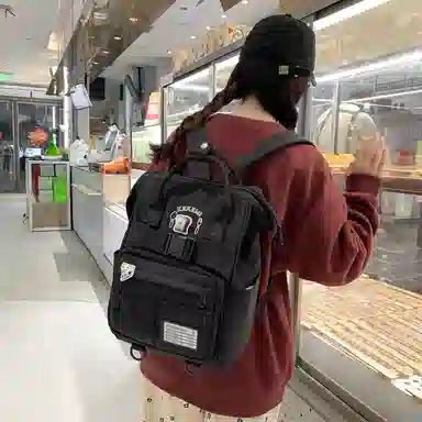 行途 百搭学院风高颜值 尼龙 双肩包 常规 女款 黑色/白色/黄色