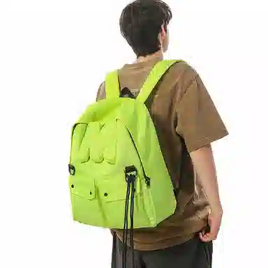 行途 高颜值大容量小众百搭设计旅行背包简约旅行书包 尼龙 双肩包 常规 男女同款情侣款 黄色/荧光绿/荧光粉