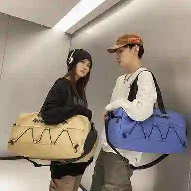 行途 大容量干湿分离 牛津布 手提单肩斜挎旅行包健身包 大号 男女同款情侣款 黑色/白色/蓝色/卡其色