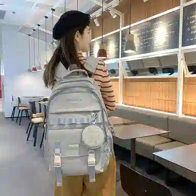 行途双肩包女款韩版百搭大容量初高中大学生书包休闲简约旅行背包尼龙多色