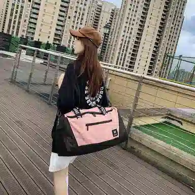 行途 旅行包干湿分离运动瑜伽包独立鞋仓大容量短途旅行训练包 牛津布 健身包 中号 男女同款情侣款 黑色/灰色/砖红色/绿色/蓝色/粉色