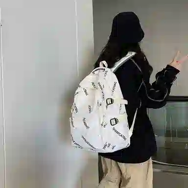 行途 简约旅行轻便休闲百搭 尼龙 双肩包 男女同款情侣款 黑色/白色/蓝色/卡其色