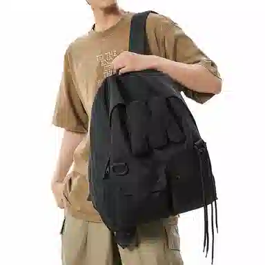 行途 高颜值大容量小众百搭设计旅行背包简约旅行书包 尼龙 双肩包 常规 男女同款情侣款 黄色/荧光绿/荧光粉