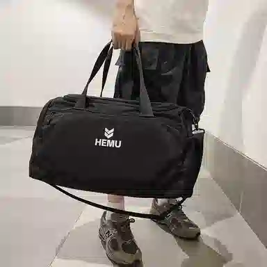 行途 大容量干湿分离 尼龙 收纳包登机包健身包 大号 男女同款情侣款 黑色/白色