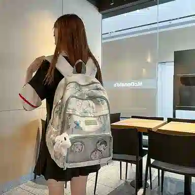 行途 新中式国风简约 条绒 双肩包 男女同款情侣款 灰色/粉色/卡其色/黄色/蓝色/绿色