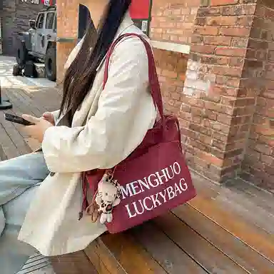 行途 休闲简约日常通勤时尚百搭 棉 单肩包 男女同款情侣款 黑色/白色/红色/黄色/卡其色/蓝色