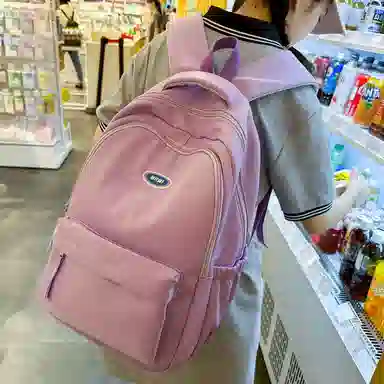 行途 大学生百搭日系高中生韩版中学生少年感 女款 尼龙 双肩包 黑色/蓝色/白色/紫色