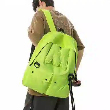 行途 高颜值大容量小众百搭设计旅行背包简约旅行书包 尼龙 双肩包 常规 男女同款情侣款 黄色/荧光绿/荧光粉