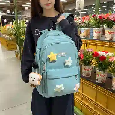 行途 可爱简约学院风 尼龙 双肩包 常规 女款 黑色/粉色/绿色/紫色