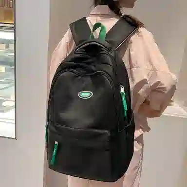 行途 大学生百搭日系高中生韩版中学生少年感 女款 尼龙 双肩包 黑色/蓝色/白色/紫色