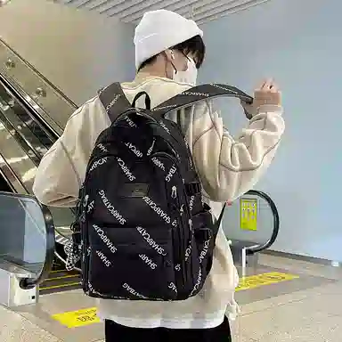 行途 简约旅行轻便休闲百搭 尼龙 双肩包 男女同款情侣款 黑色/白色/蓝色/卡其色