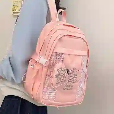 行途 百搭轻便休闲简约 尼龙 双肩包 女款 粉色/蓝色/黑色/紫色/米白色
