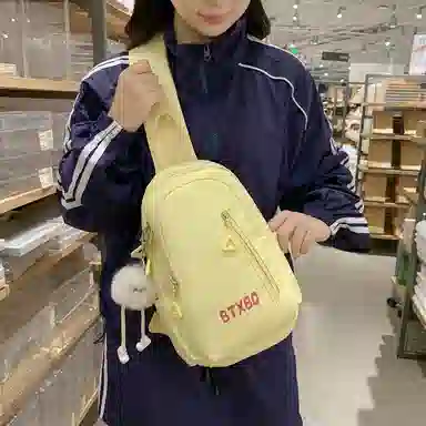 行途 小清新高颜值纯色学院风时尚百搭 斜挎手提单肩胸包 男女同款情侣款 多色 尼龙