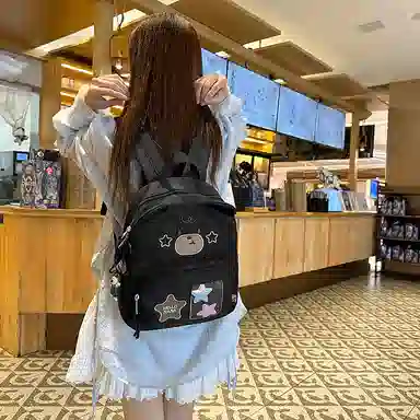 行途 书包可爱小熊童趣外出旅行小学生背包旅游轻便韩系卡通 尼龙 双肩包 男女同款情侣款 黑色/白色/蓝色/黄色/卡其色