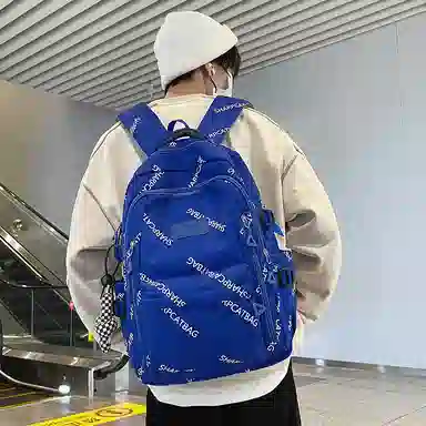 行途 简约旅行轻便休闲百搭 尼龙 双肩包 男女同款情侣款 黑色/白色/蓝色/卡其色