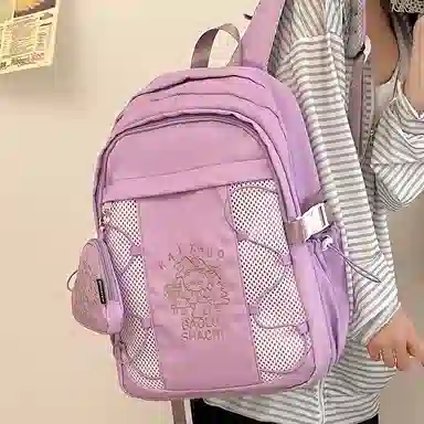 行途 百搭轻便休闲简约 尼龙 双肩包 女款 粉色/蓝色/黑色/紫色/米白色