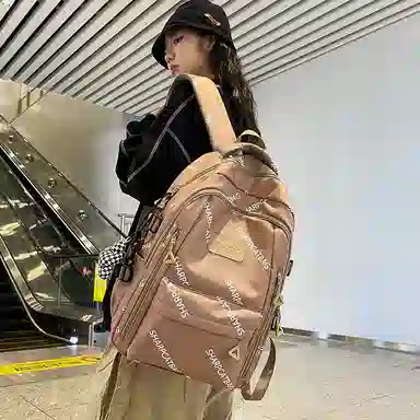 行途 简约旅行轻便休闲百搭 尼龙 双肩包 男女同款情侣款 黑色/白色/蓝色/卡其色