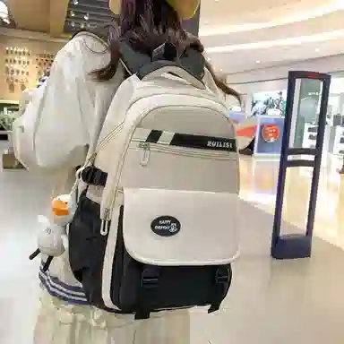 行途 简约高中双肩包小清新大学生尼龙书包大容量韩版初中生背包 女款 多色