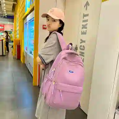 行途 大学生百搭日系高中生韩版中学生少年感 女款 尼龙 双肩包 黑色/蓝色/白色/紫色