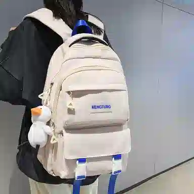 行途 大容量时尚潮流休闲简约 尼龙 双肩包 男女同款情侣款 黑色/白色/紫色/灰色