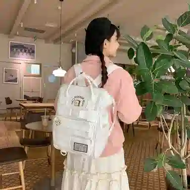 行途 百搭学院风高颜值 尼龙 双肩包 常规 女款 黑色/白色/黄色