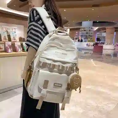 行途双肩包女款韩版百搭大容量初高中大学生书包休闲简约旅行背包尼龙多色