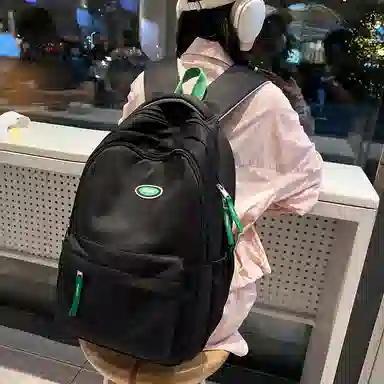 行途 大学生百搭日系高中生韩版中学生少年感 女款 尼龙 双肩包 黑色/蓝色/白色/紫色