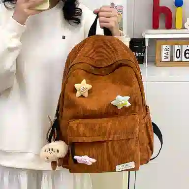 行途 学院风可爱休闲 条绒 双肩包 常规 男女同款情侣款 多色