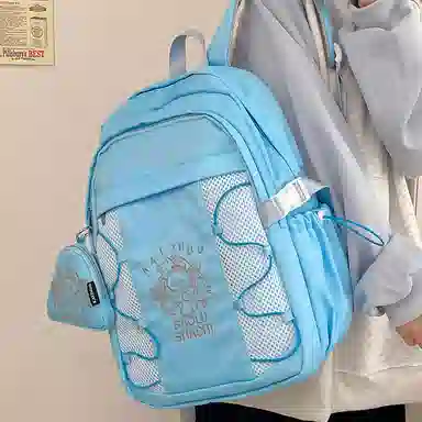 行途 百搭轻便休闲简约 尼龙 双肩包 女款 粉色/蓝色/黑色/紫色/米白色