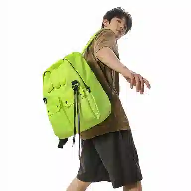 行途 高颜值大容量小众百搭设计旅行背包简约旅行书包 尼龙 双肩包 常规 男女同款情侣款 黄色/荧光绿/荧光粉