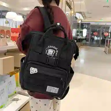 行途 百搭学院风高颜值 尼龙 双肩包 常规 女款 黑色/白色/黄色