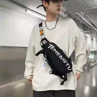 行途 情侣休闲 尼龙 胸包 常规 男女同款情侣款 黑色/白色/蓝色/红色