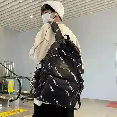 行途 简约旅行轻便休闲百搭 尼龙 双肩包 男女同款情侣款 黑色/白色/蓝色/卡其色