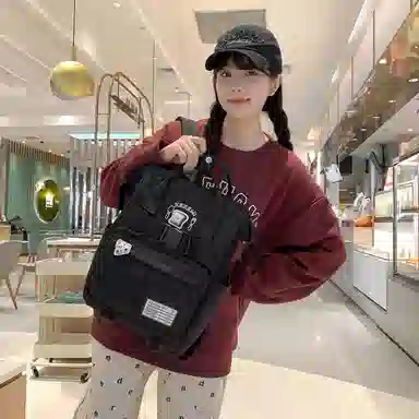 行途 百搭学院风高颜值 尼龙 双肩包 常规 女款 黑色/白色/黄色